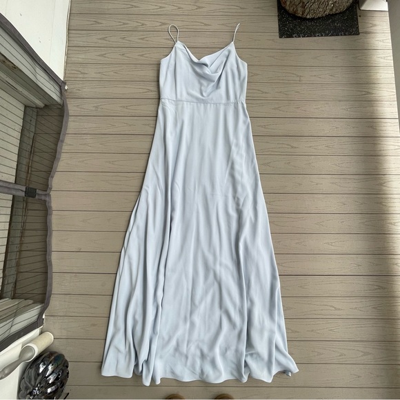 Adrianna Papell Elegant Maxi Dress Baby Blue Bridesmaid Flowy 8 - Picture 3 of 14